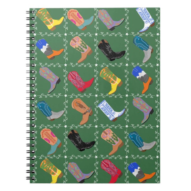 Cowboy Boots Fun Printed Spiral Notebook Journal (Devant)