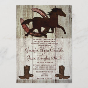 Cowboy Boots Horse Horseshoe Mariage Invitations