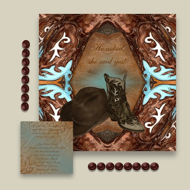 Cowboy Boots Kaleidoscope Faire-part de mariage (Créateur téléchargé)