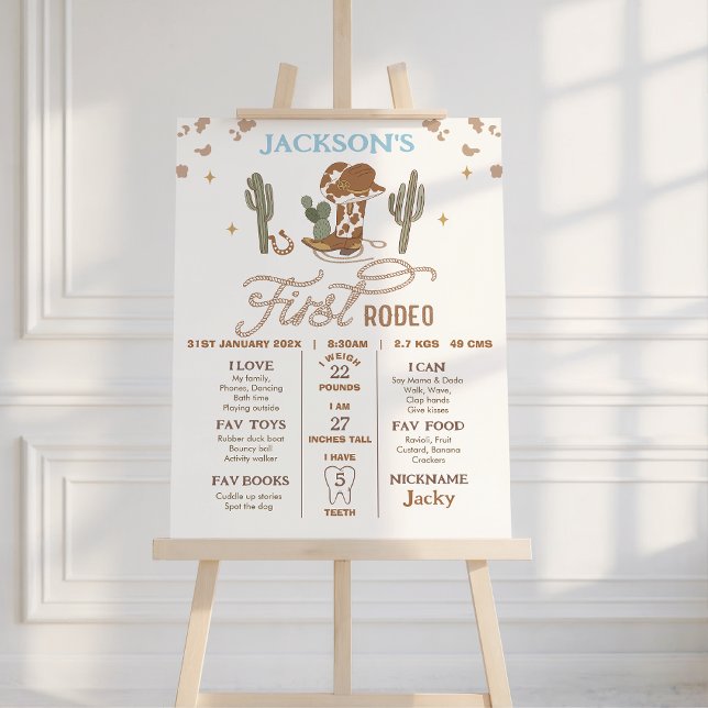 Cowboy Brown Premier Rodéo Anniversaire Poster du  (First Rodeo Milestone Sign, Rodeo 1st Birthday Milestone Sign Boy, 1st Rodeo Milestone Board, )