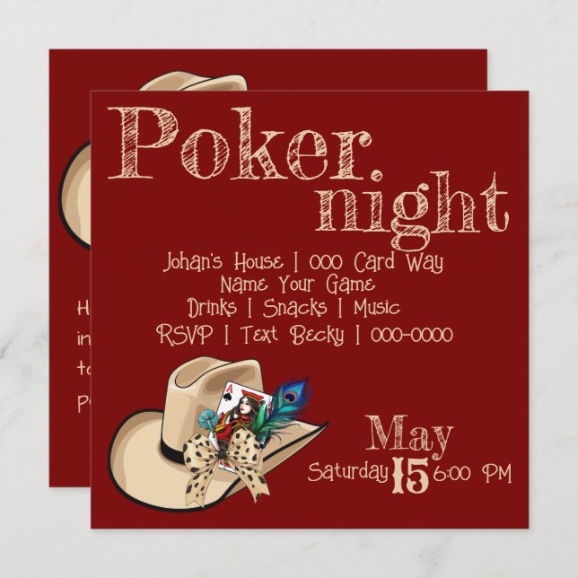 Cowboy Casquette de la carte de jeu et plume de pa (Devant / Derrière)