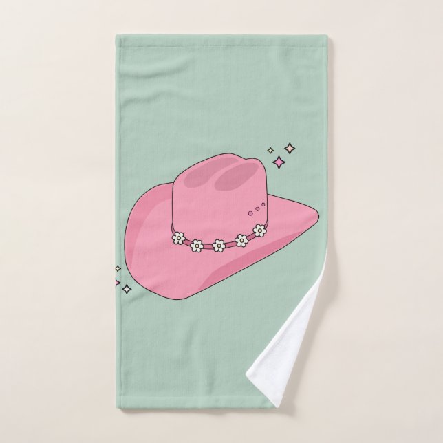 Cowboy Casquette Preppy Rose Et Vert (Serviette à main)