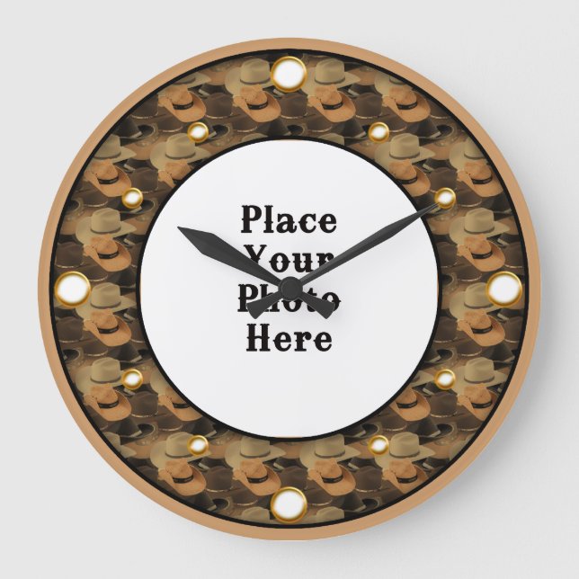 Cowboy Casquettes Votre horloge murale photo (Recto)