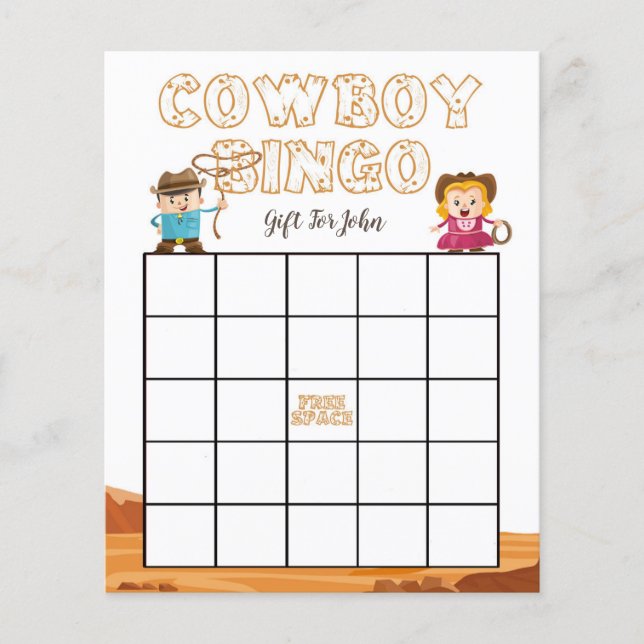Cowboy & Cowgirl western baby shower bingo pour en (Devant)