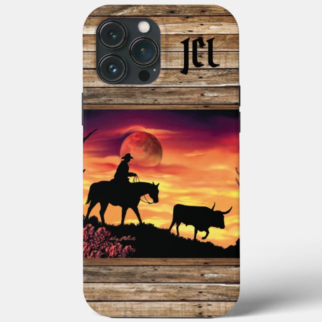 Cowboy Et Longhorn Steer Coque-Mate coque iphone (Verso)