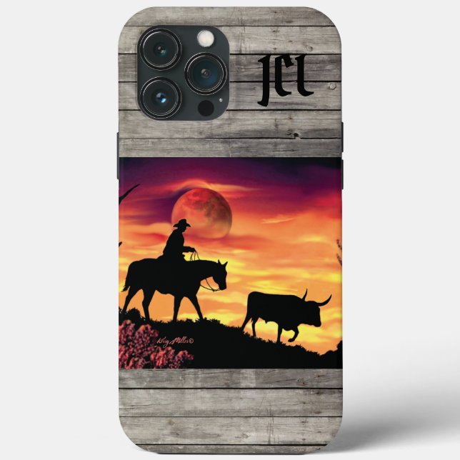 Cowboy Et Longhorn Steer Coque-Mate coque iphone (Verso)