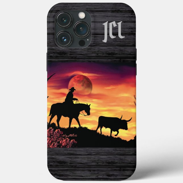 Cowboy Et Longhorn Steer Coque-Mate coque iphone (Verso)