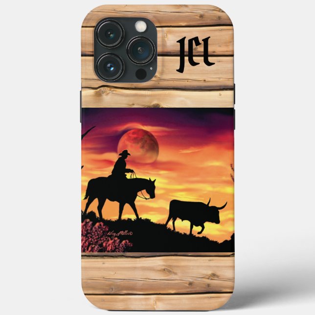 Cowboy Et Longhorn Steer Coque-Mate coque iphone (Verso)