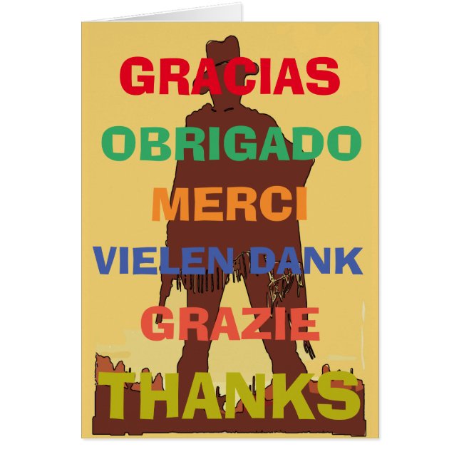 Cowboy, Gratitude en plusieurs langues, modifier l (Devant)