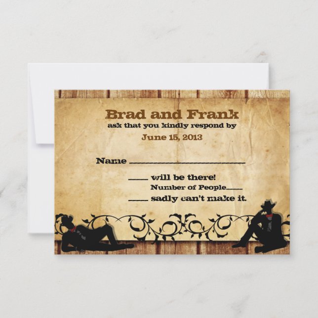 Cowboy Grooms Personnalisé Gay Wedding Cartes RSVP (Devant)
