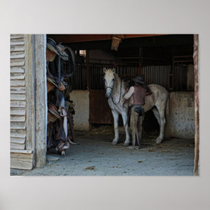 Cowboy Horse Grange Saddle Southwest Poster