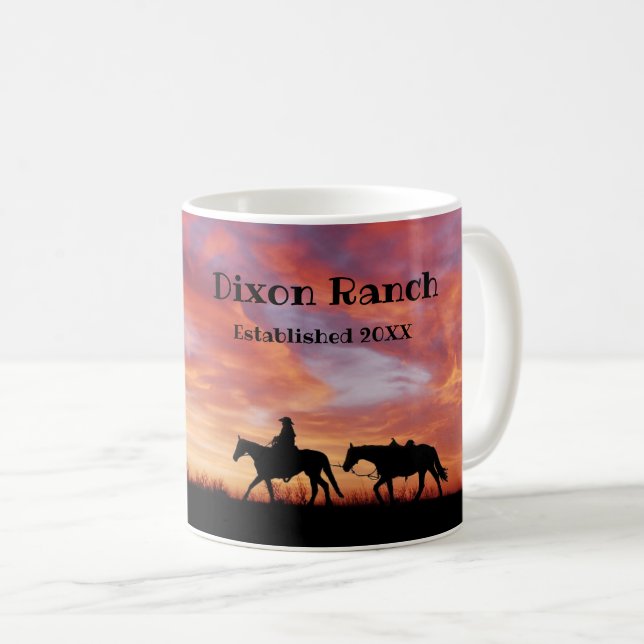 Cowboy Horse Western Sky Coffee Mug (Devant droit)