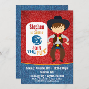 Cowboy Invitation Anniversaire Garçon Rodeo Wester