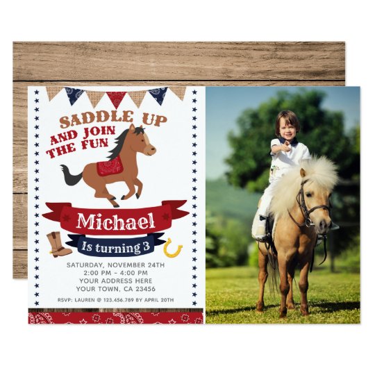 Cowboy Invitation D Anniversaire De Cheval Avec Zazzle Fr