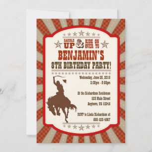 Cowboy Invitation de fête du 8e anniversaire