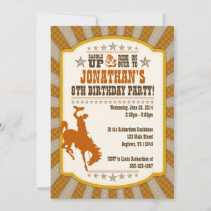 Cowboy Invitation de fête du 8e anniversaire