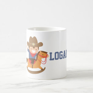 Cowboy mignon sur la tasse personnalisée de cheval