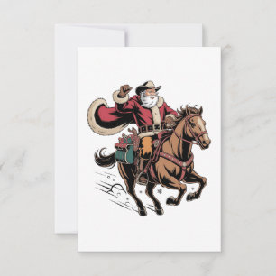 Cowboy Père Noël Monter Un Cheval Noël