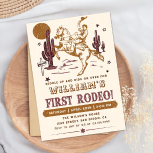 Cowboy Premier Rodéo Occidental Invitation Anniver
