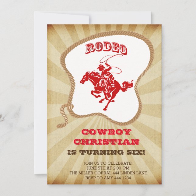 Cowboy Rodeo Anniversaire Fête Invitations (Devant)