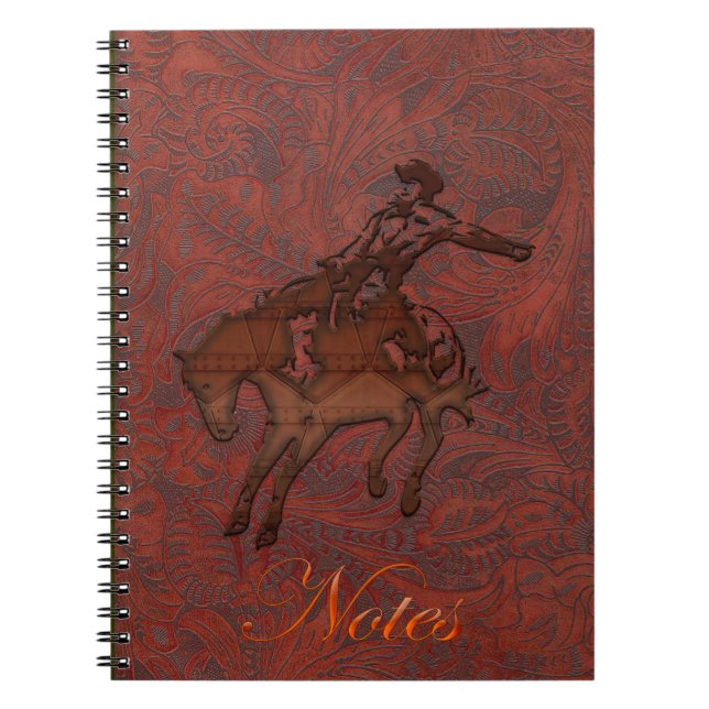 Cowboy Rodeo Mahogany Faux Carnet en cuir à outils (Devant)