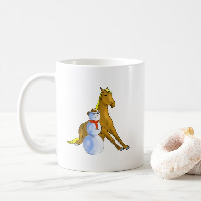 Cowboy Snowman & Horse Christmas Mug (Avec donut)