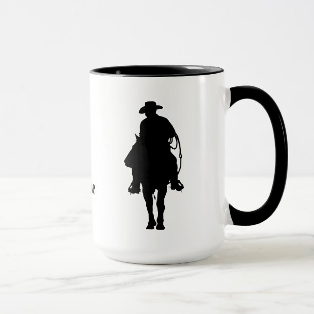 Cowboy sur cheval Silhouette Mug (Droite)