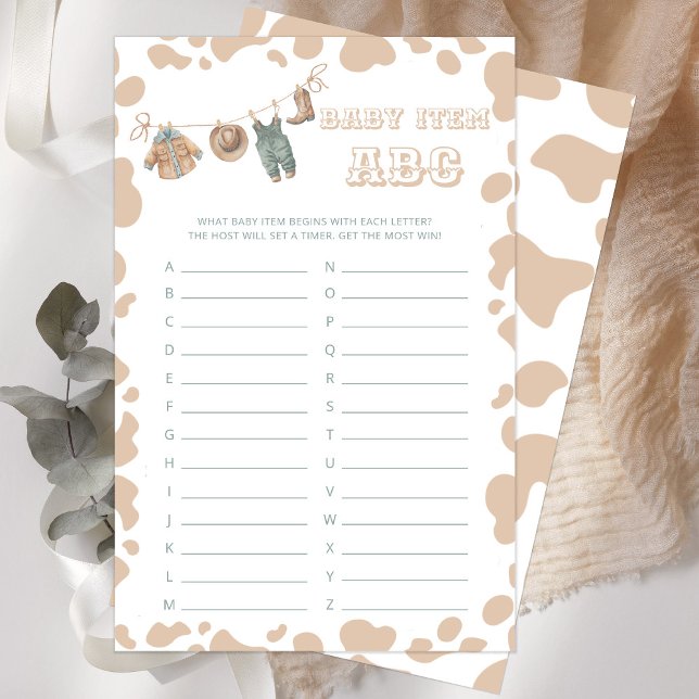 Cowboy Western Baby shower article ABC jeu (Créateur téléchargé)