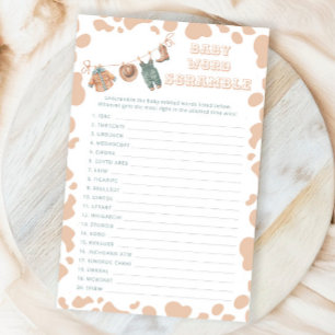 Cowboy Western Baby shower Baby Word Scramble Jeu