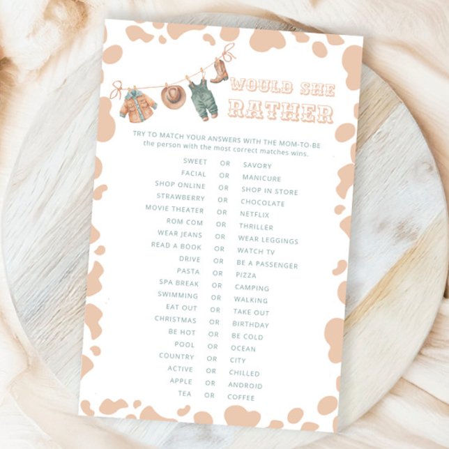 Cowboy Western Voudrait-Elle Plutôt Baby shower Je (Créateur téléchargé)