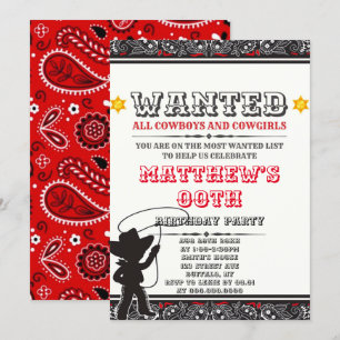 Cowboys & Cowgirls Bandana Invitations de fête d'a