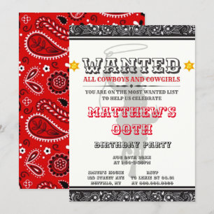 Cowboys & Cowgirls Bandana Invitations de fête d'a