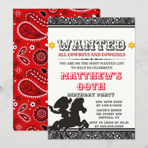 Cowboys & Cowgirls Bandana Invitations de fête d'a