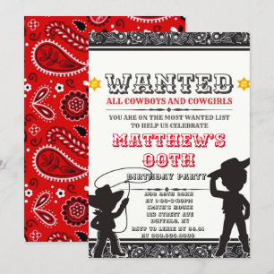 Cowboys & Cowgirls Bandana Invitations de fête d'a
