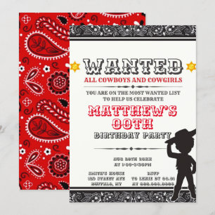 Cowboys & Cowgirls Bandana Invitations de fête d'a