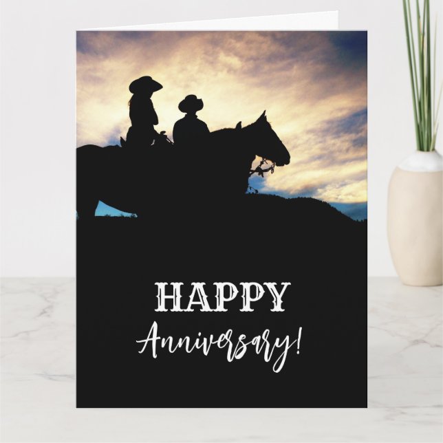 Cowboys cowgirls horses anniversaire carte de voeu (Devant)