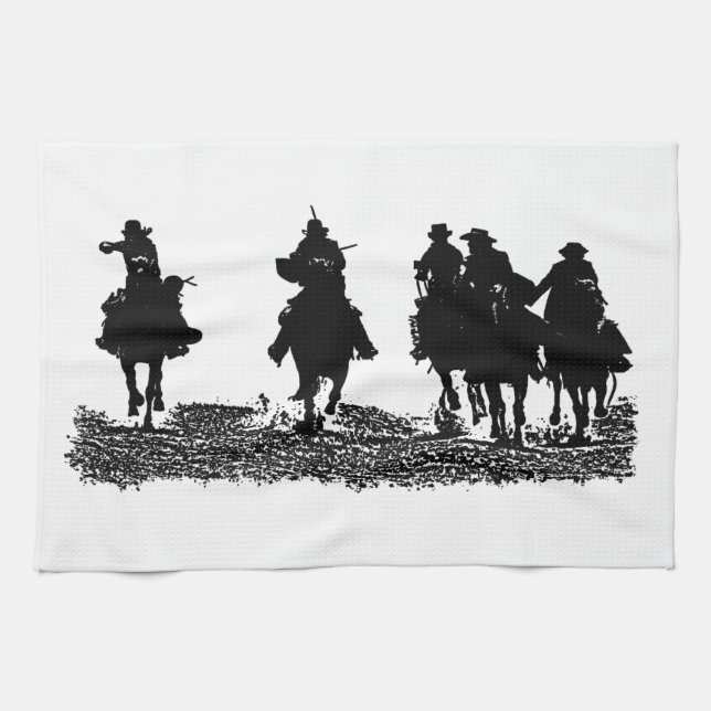 Cowboys montant leurs chevaux - pour la serviette (Horizontal)