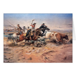 Cowboys roping un boeuf, 1897 (huile sur la toile)