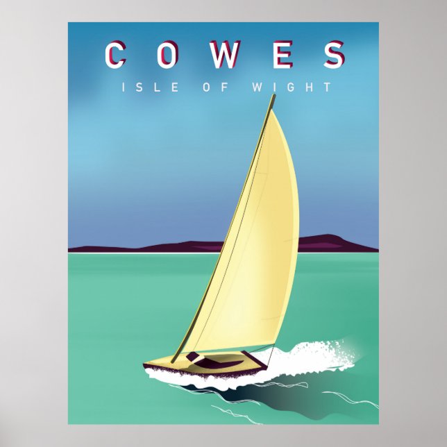 cowes isle of wight travel poster print. (Devant)