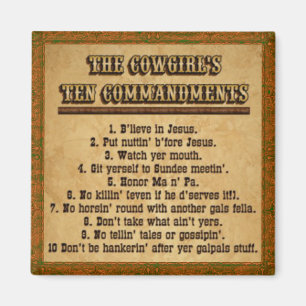 Cowgirl 10 Commandments Magnet