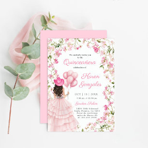 Cowgirl avec Balloons Quinceañera Invitation