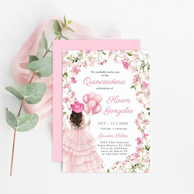 Cowgirl avec Balloons Quinceañera Invitation (Créateur téléchargé)