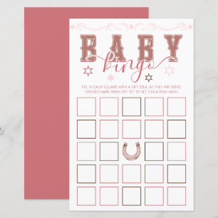 Cowgirl Baby shower Jeu de Bingo - Saddup Style