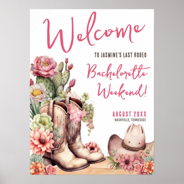 Cowgirl Bachelorette Affiche de bienvenue (Devant)