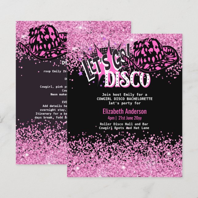 Cowgirl Disco Bachelorette Lets Go Dernier Ride Ro (Devant / Derrière)