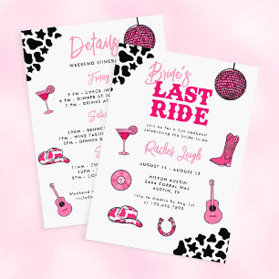 Cowgirl Disco Dernier Ride Bachelorette Invitation