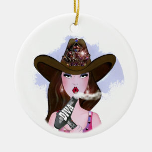 COWGIRL Diva "Hair Stylist" Ornement en céramique