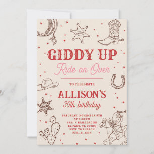 Cowgirl Giddy Up Anniversaire Fête Invitation