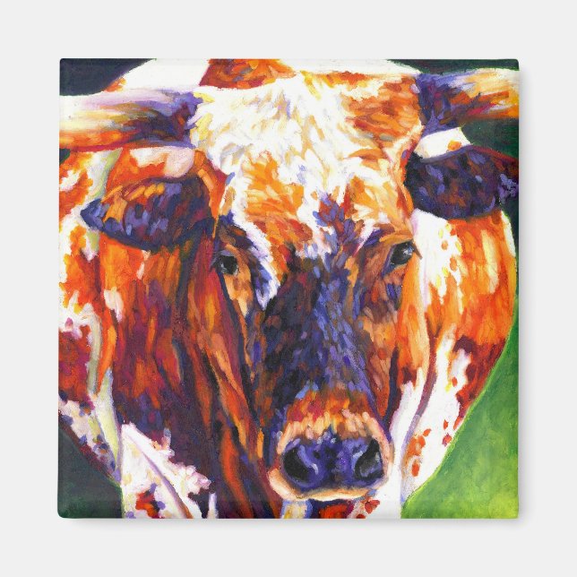 Cowgirl - Longhorn Magnet de vache (Devant)