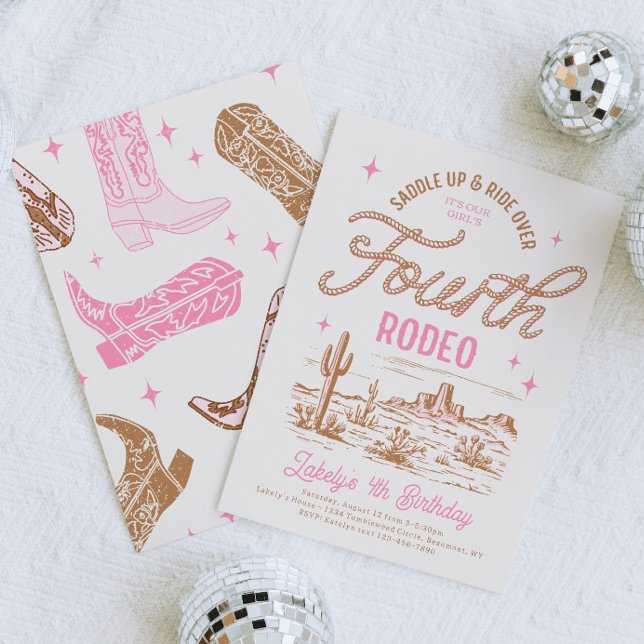 Cowgirl Quatrième Rodéo Invitation d'anniversaire (Créateur téléchargé)
